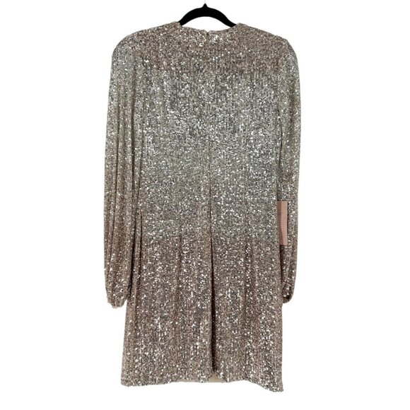 NWT BHLDN Anthropologie Carys Ombre Sequin Long Sleeve Mini Dress - Picture 4 of 12
